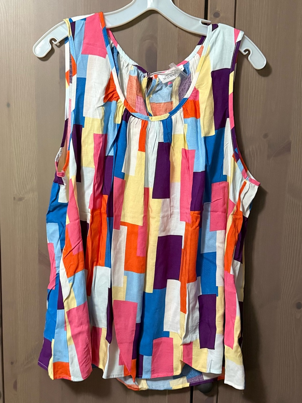 Emily Wonder Sleeveless Geometric Print Top in Multicolor, 2X NWT